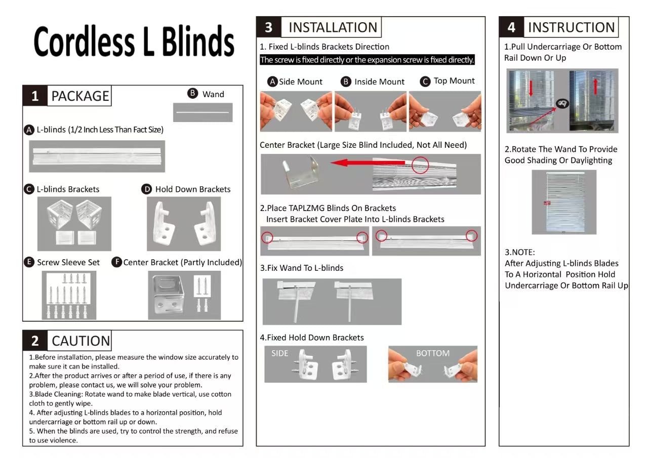Cordless PVC blinds 17" wide by 40" long